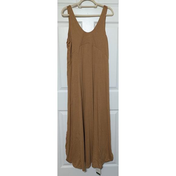 Halara Maxi Dress XL Camel Brown Sleeveless Split Slit Stretchy Flowy Casual - Picture 7 of 12